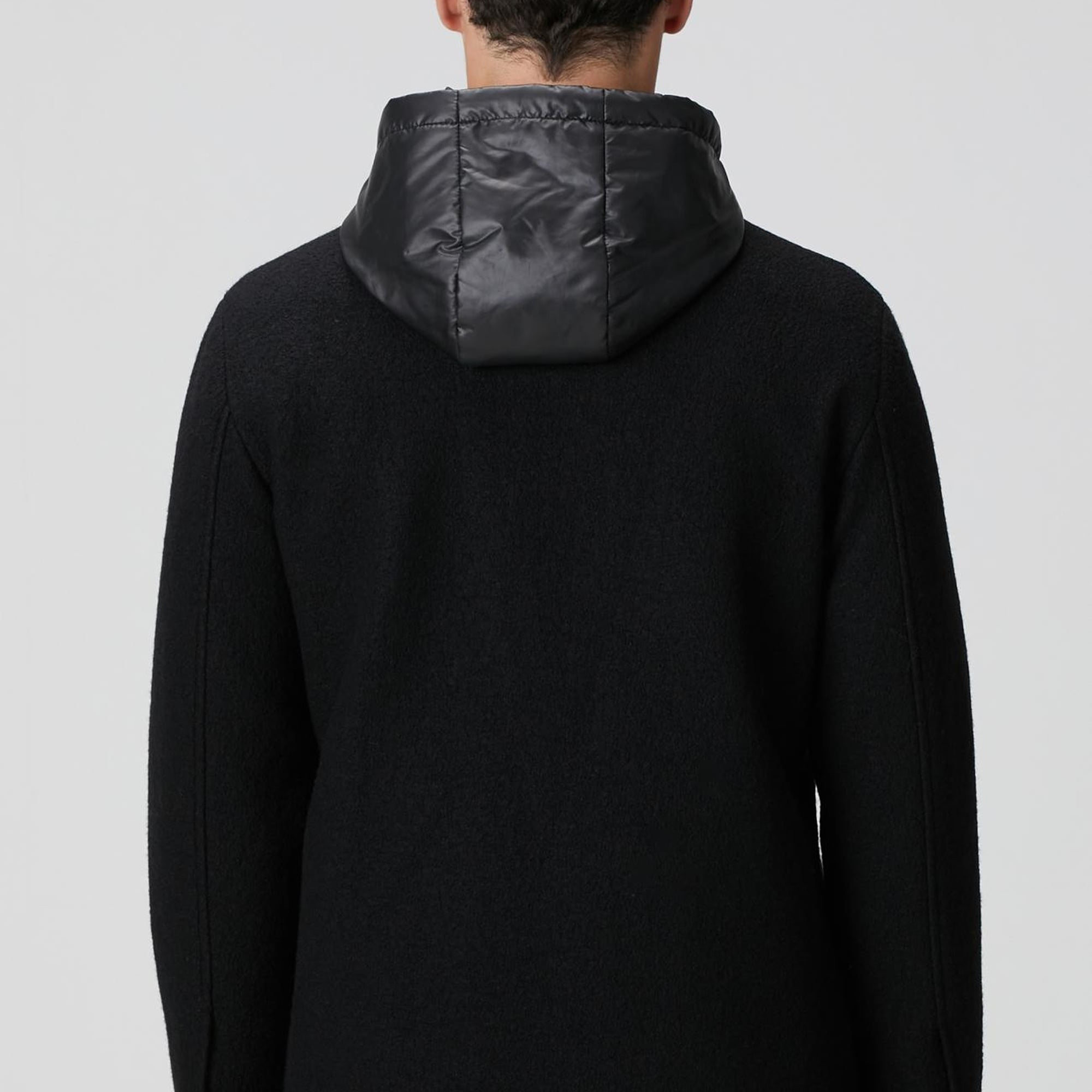 Network Erkek Siyah Yün Çıkma Mostralı Casual Kaban