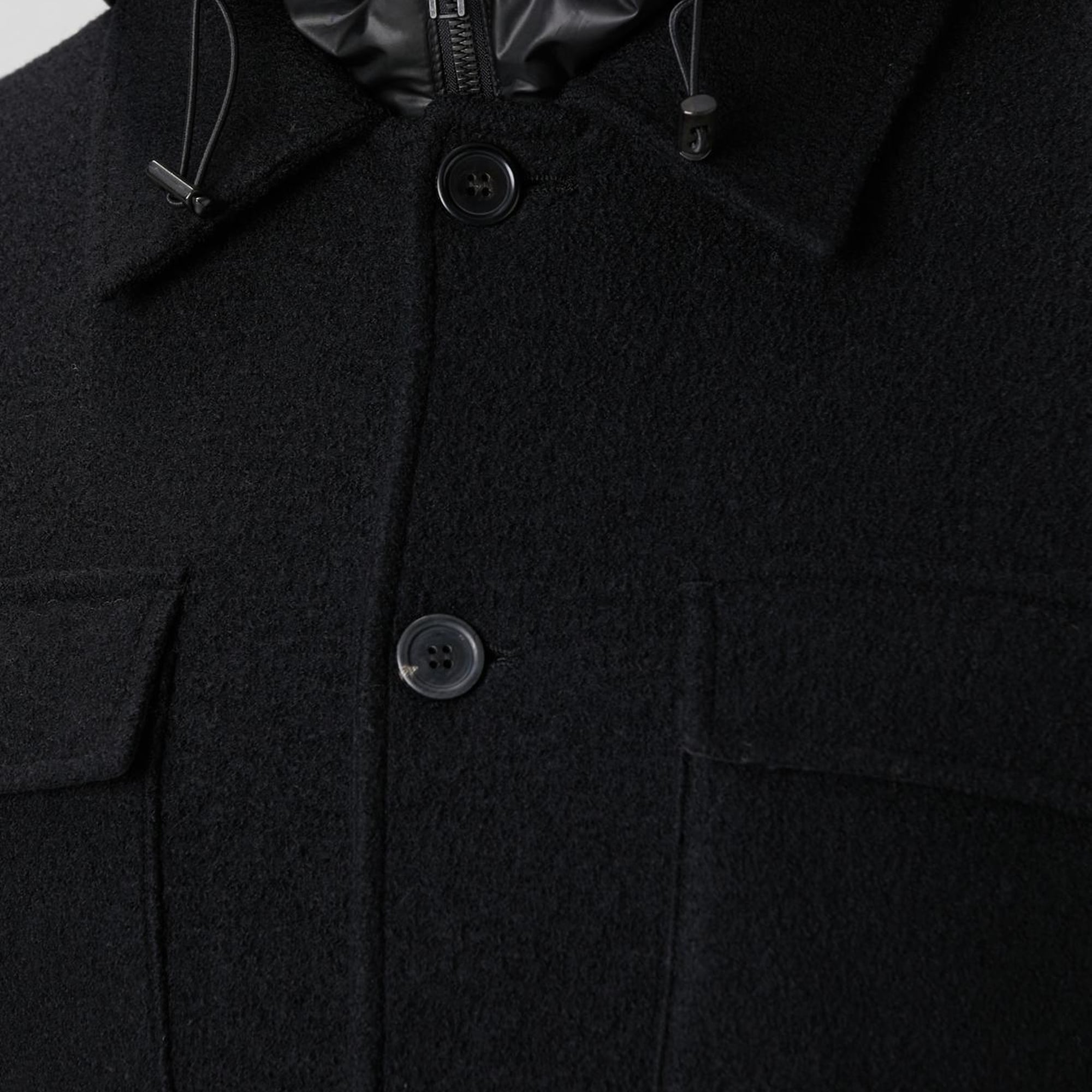 Network Erkek Siyah Yün Çıkma Mostralı Casual Kaban