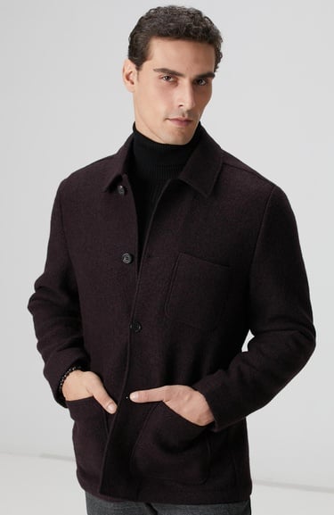  Network Erkek Bordo Örme Yün Ceket