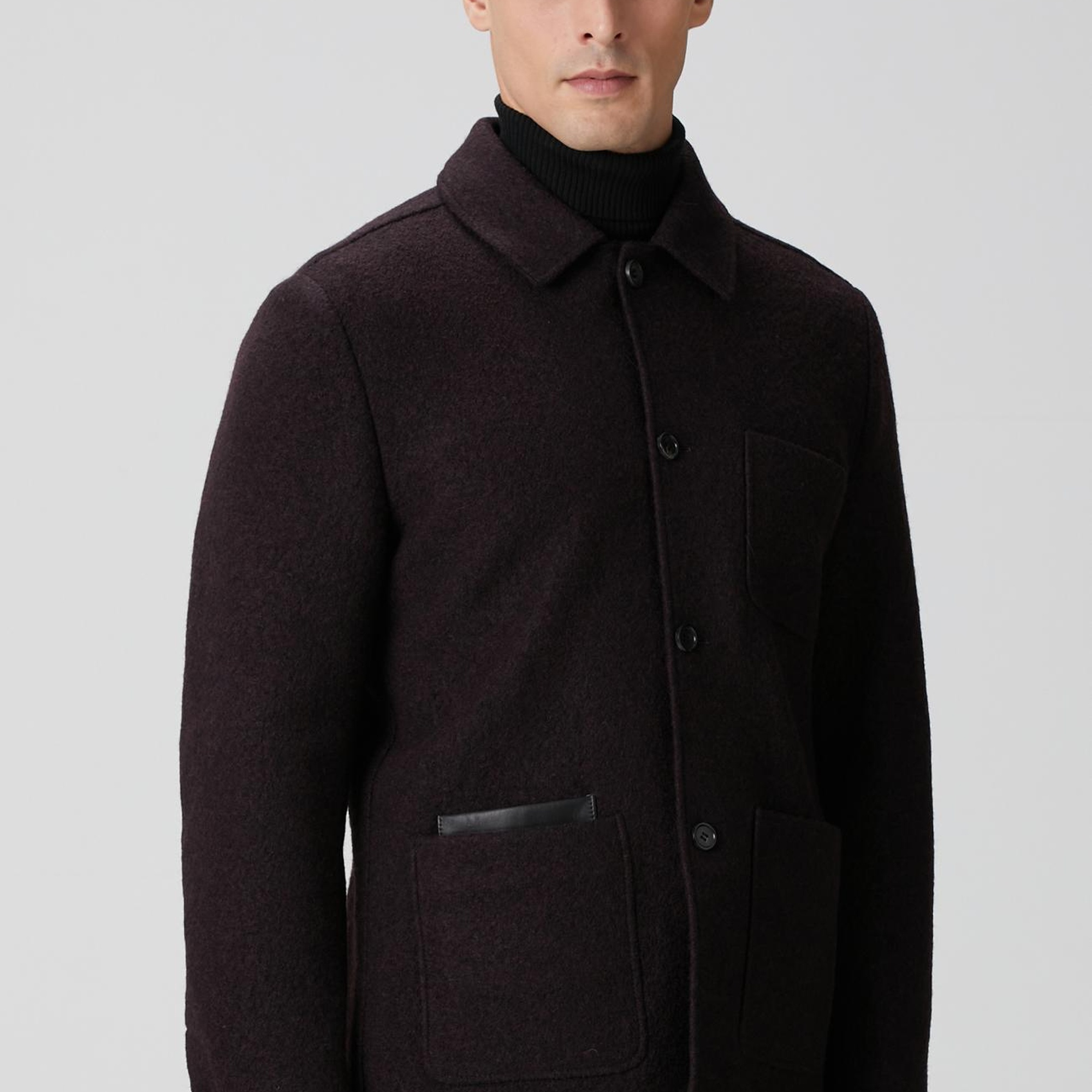 Network Erkek Bordo Örme Yün Ceket