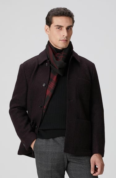  Network Erkek Bordo Örme Yün Ceket