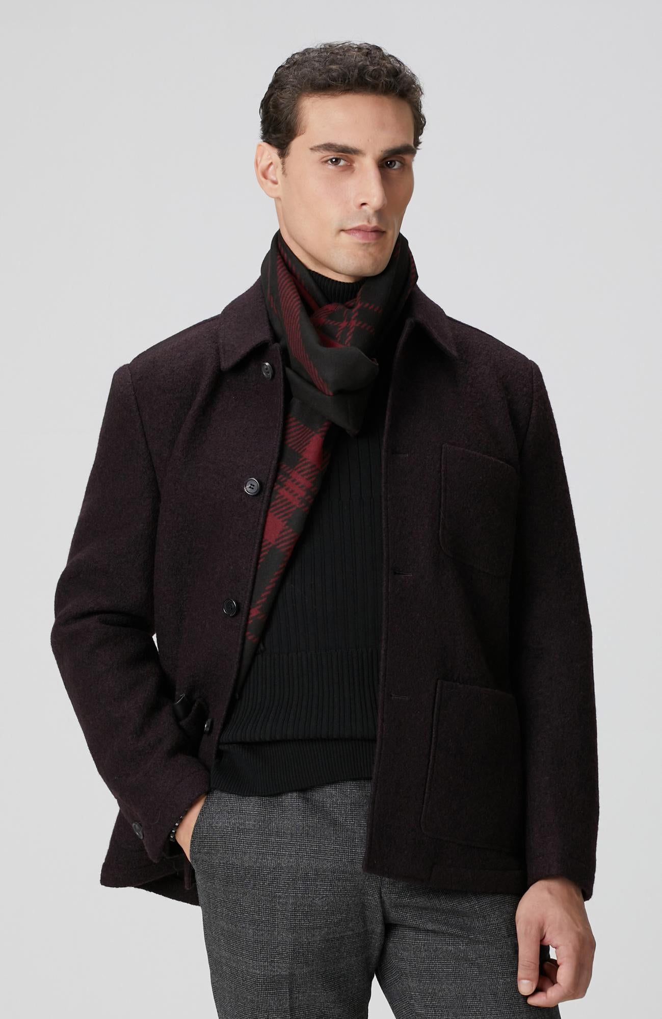  Network Erkek Bordo Örme Yün Ceket