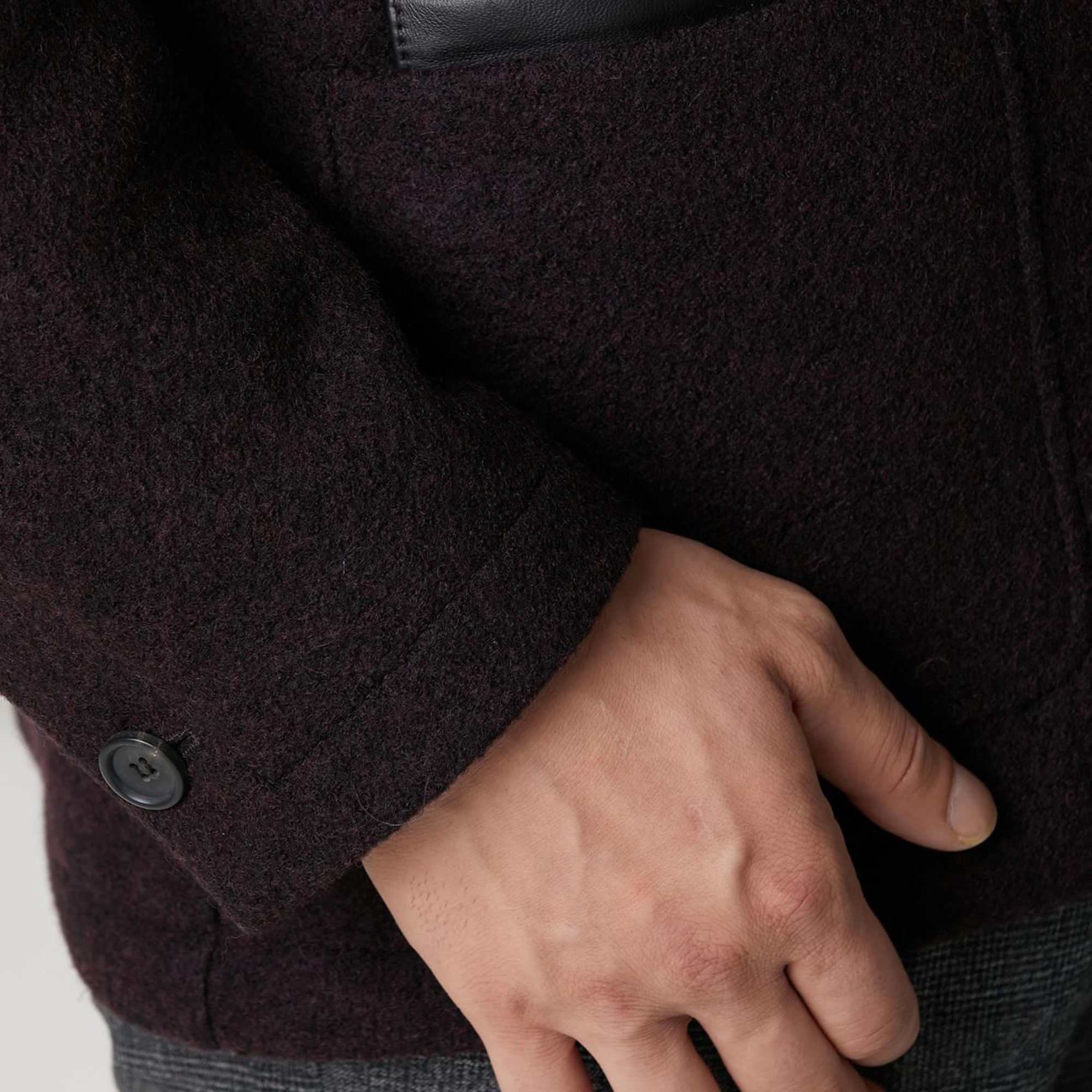 Network Erkek Bordo Örme Yün Ceket