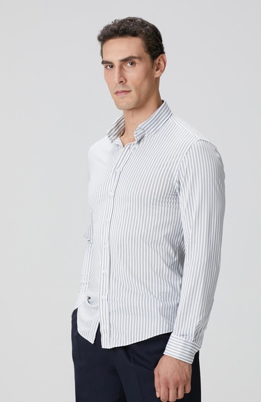  Network Erkek N-Tech Siyah Beyaz Çizgili Gömlek