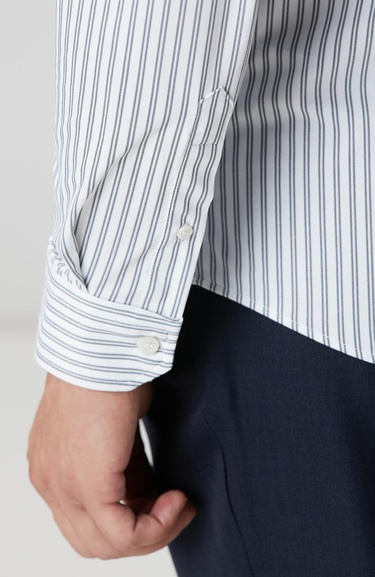  Network Erkek N-Tech Siyah Beyaz Çizgili Gömlek