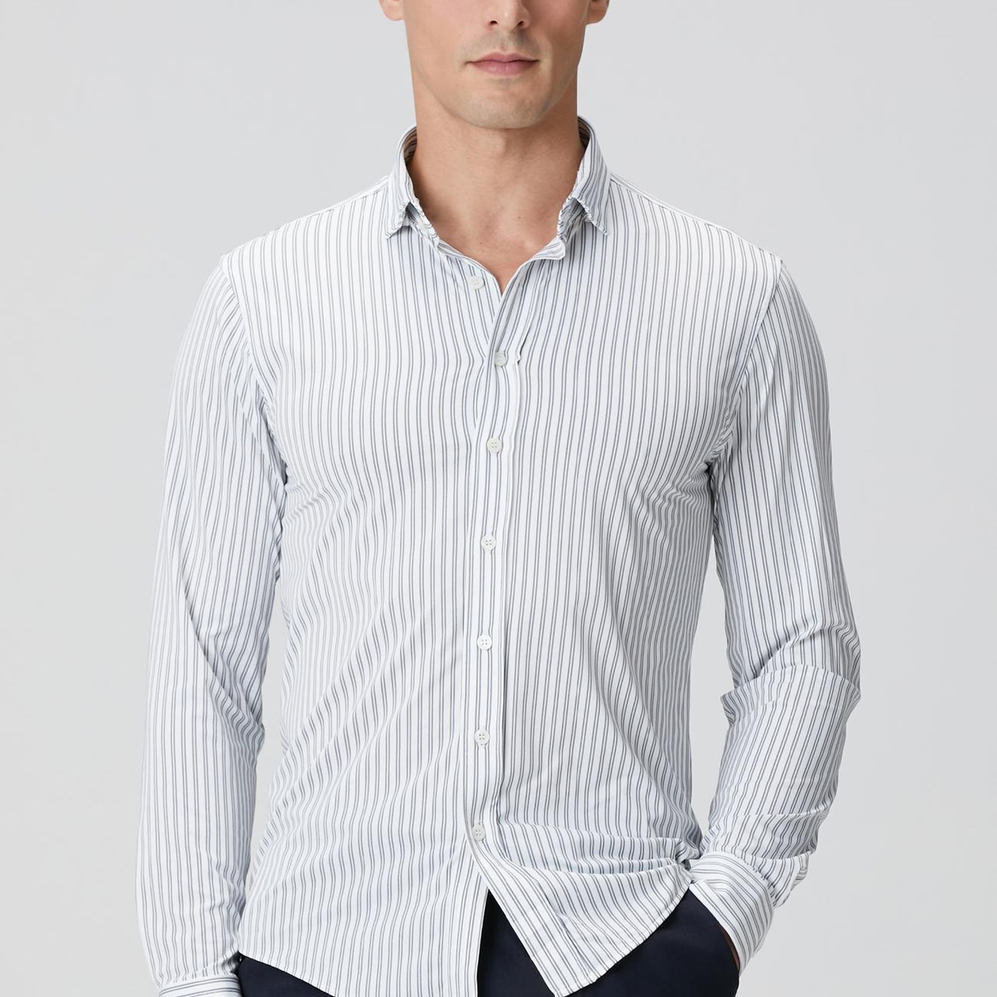 Network Erkek N-Tech Siyah Beyaz Çizgili Gömlek