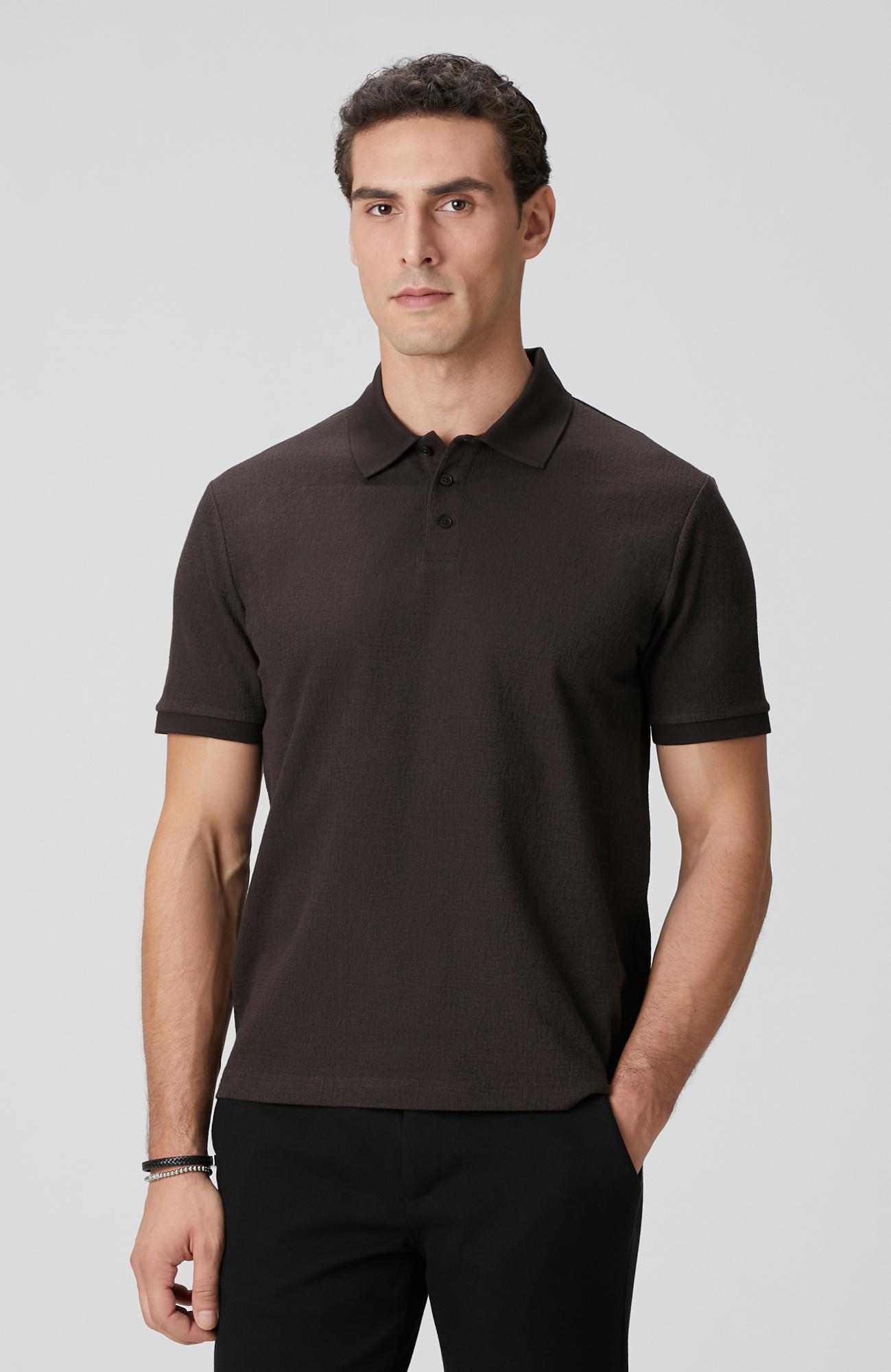  Network Erkek Kahverengi Polo Yaka Düğmeli Jakarlı T-shirt