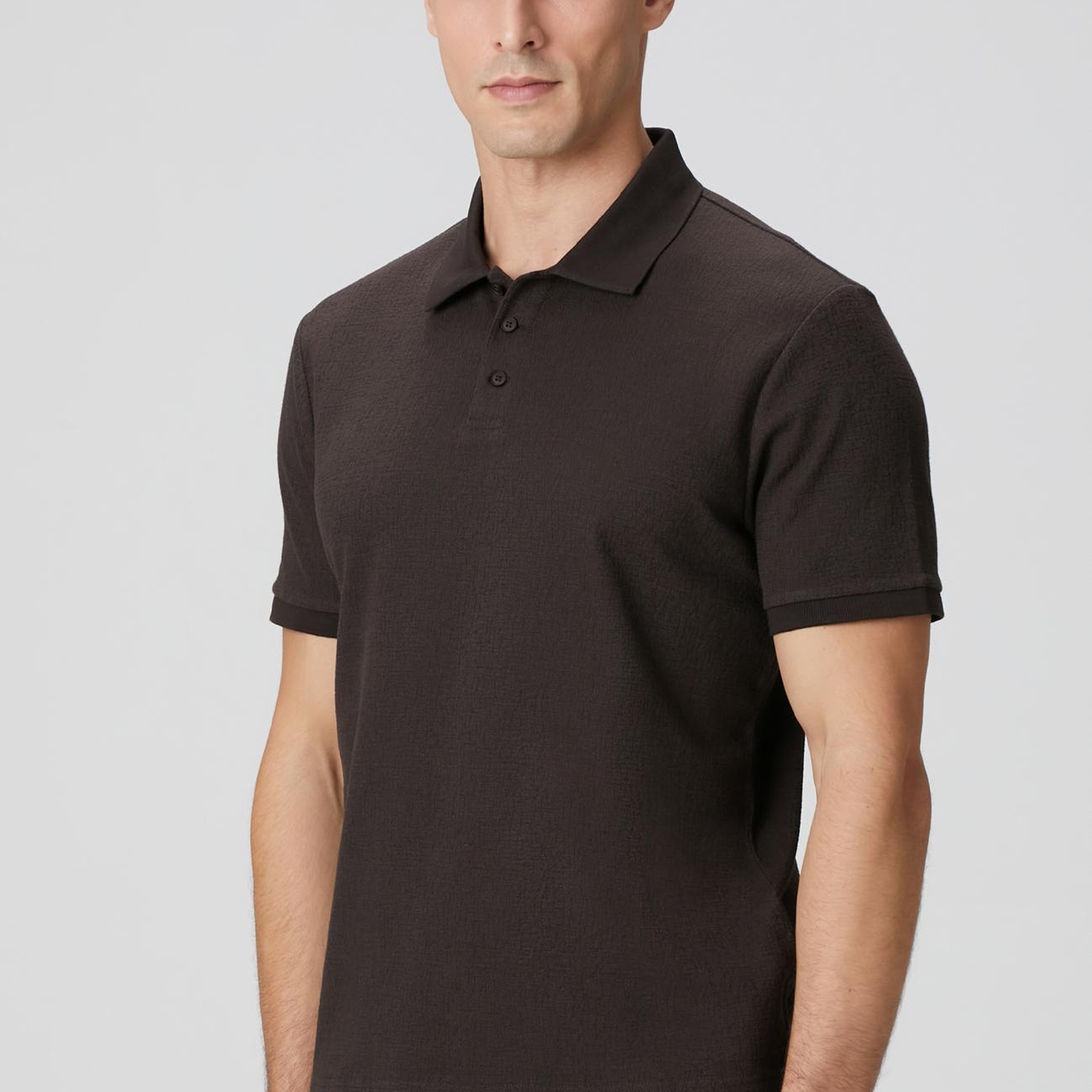 Network Erkek Kahverengi Polo Yaka Düğmeli Jakarlı T-shirt