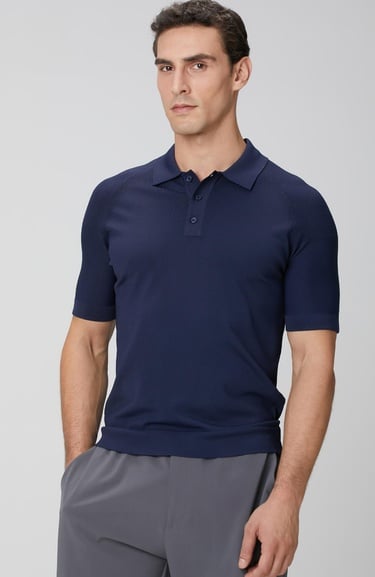  Network Erkek Lacivert Polo Yaka Triko Kazak