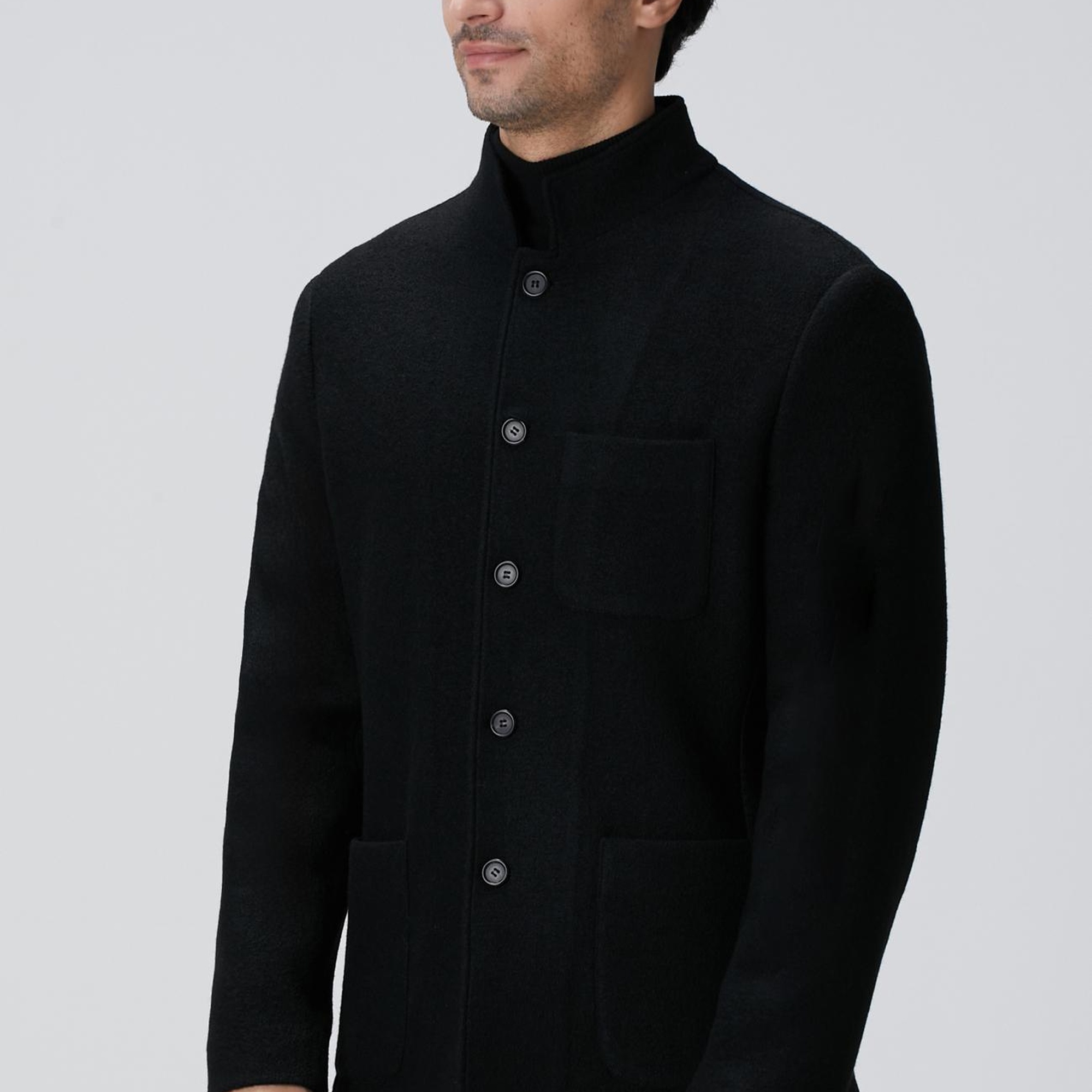Network Erkek Siyah Yün Ceket