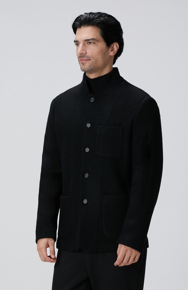  Network Erkek Siyah Yün Ceket