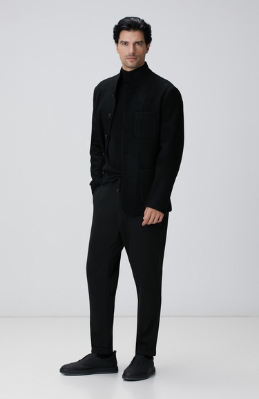  Network Erkek Siyah Yün Ceket