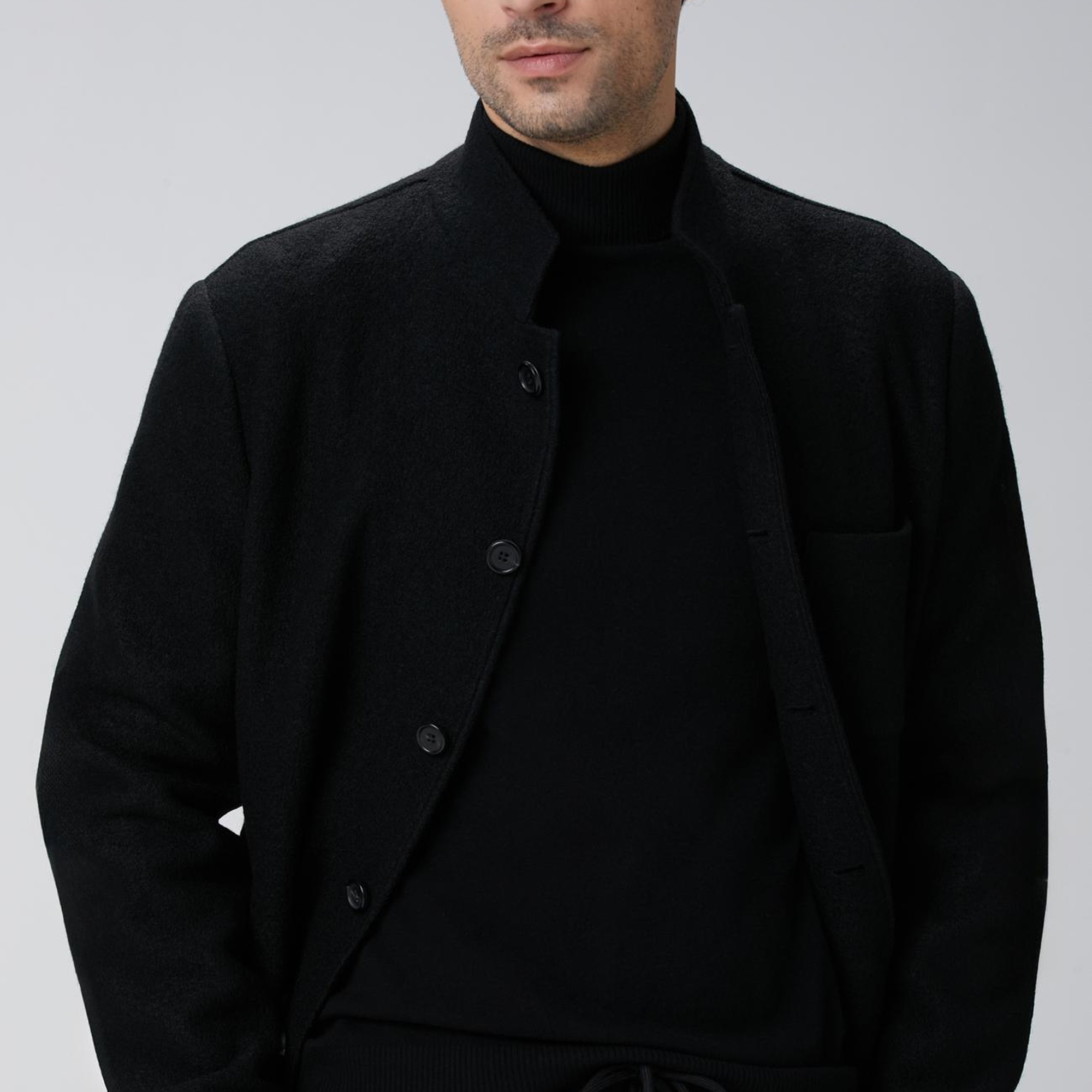 Network Erkek Siyah Yün Ceket