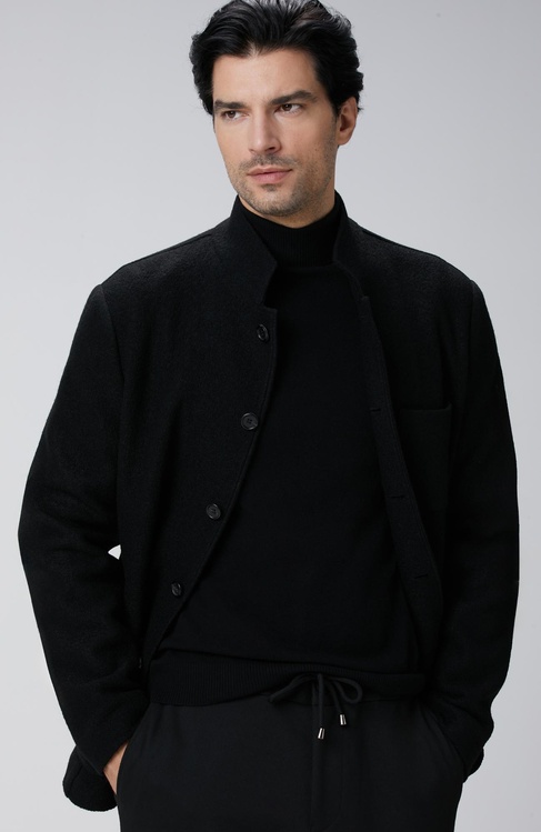  Network Erkek Siyah Yün Ceket