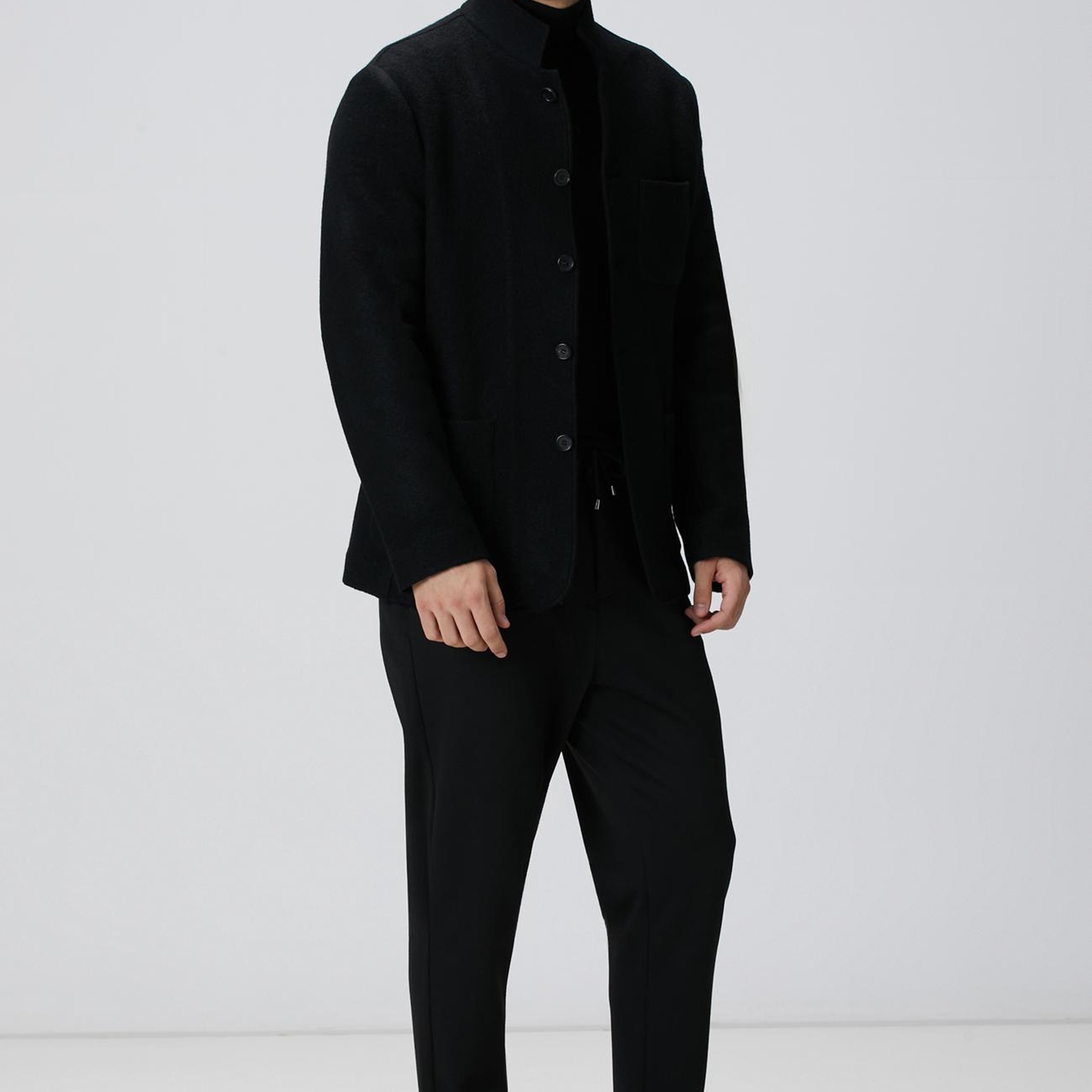 Network Erkek Siyah Yün Ceket