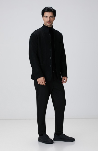  Network Erkek Siyah Yün Ceket