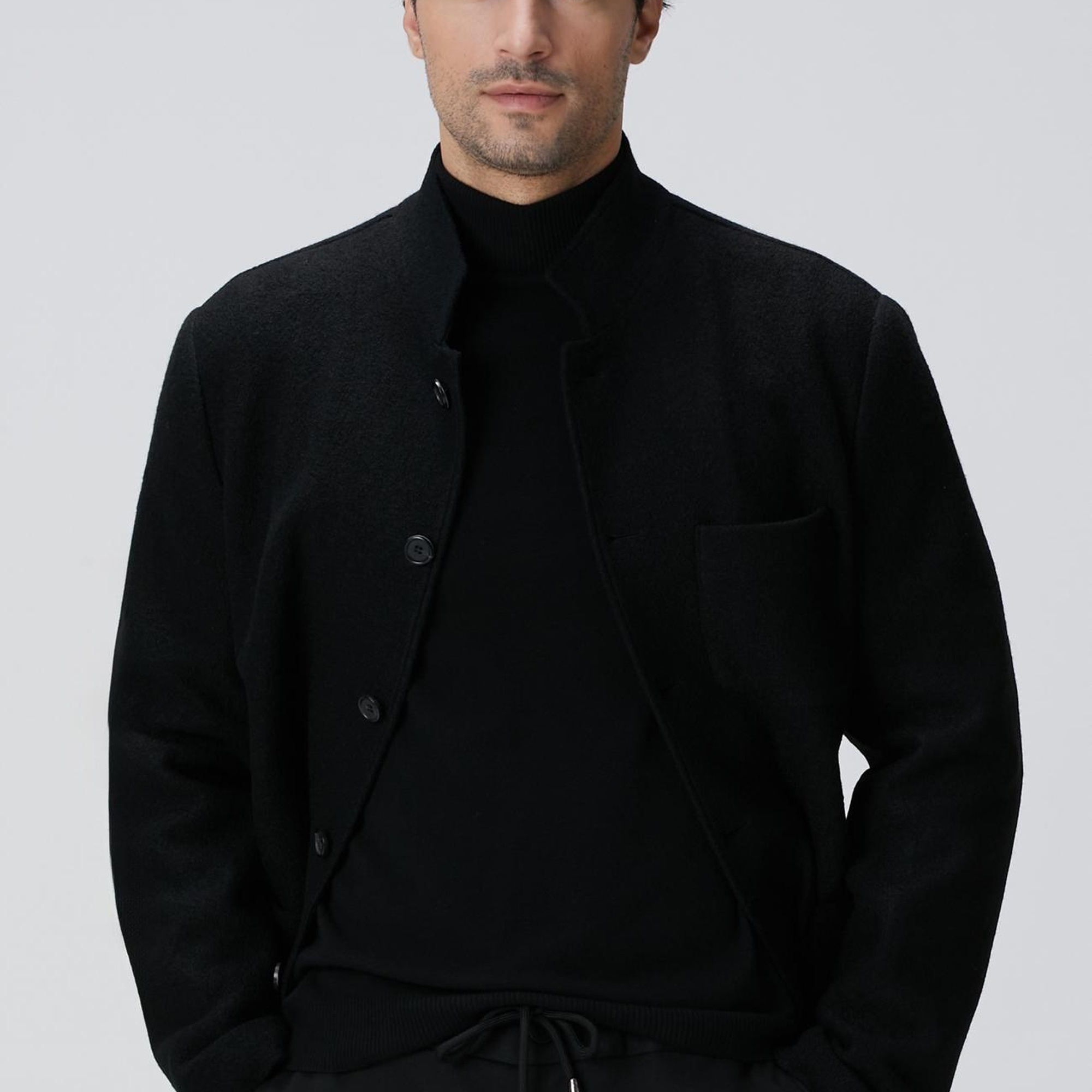 Network Erkek Siyah Yün Ceket