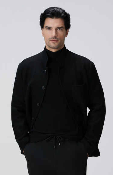 Network Erkek Siyah Yün Ceket