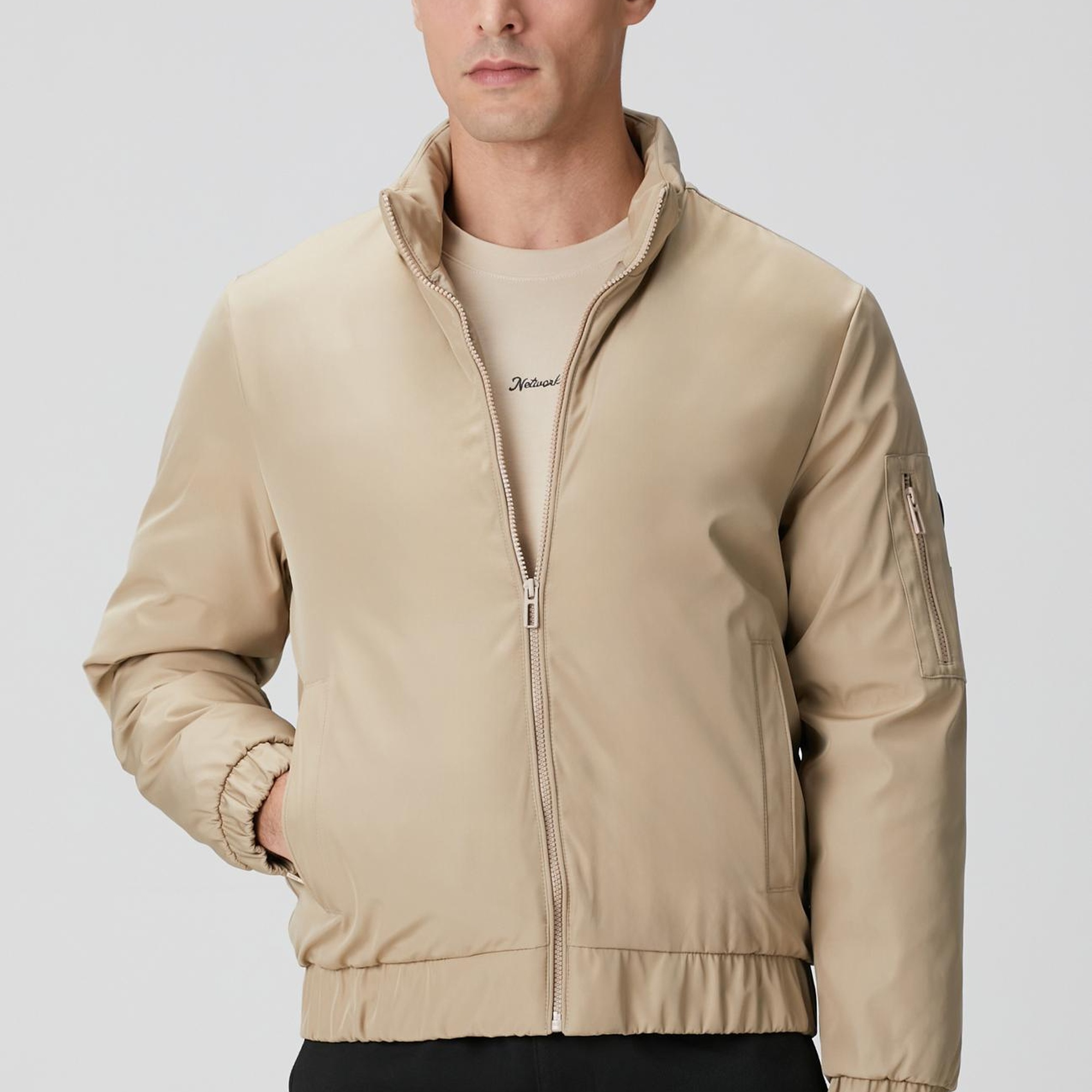 Network Erkek Koyu Bej İç Detaylı Kapitoneli Mont