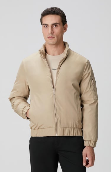  Network Erkek Koyu Bej İç Detaylı Kapitoneli Mont