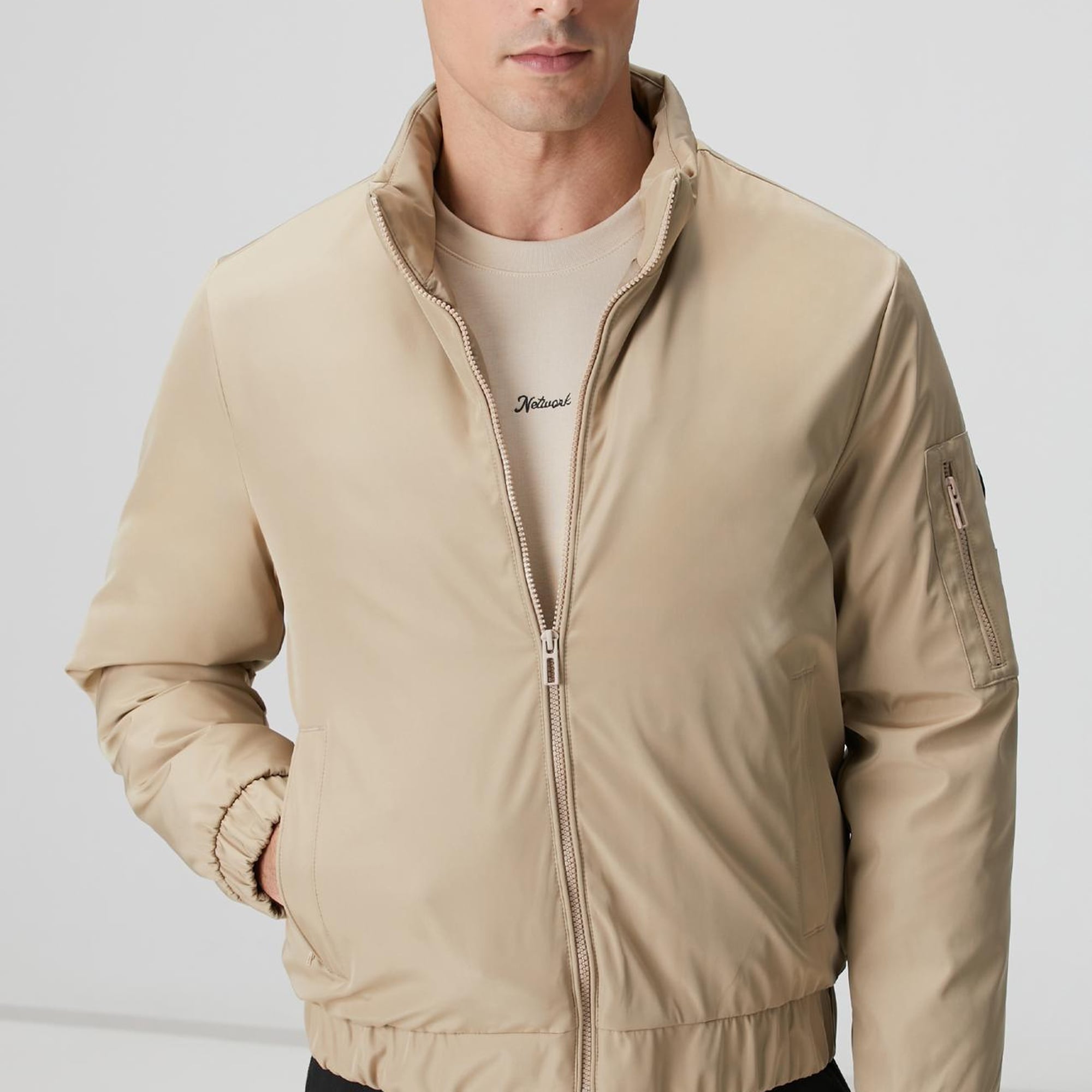 Network Erkek Koyu Bej İç Detaylı Kapitoneli Mont