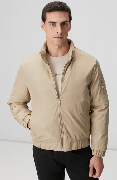  Network Erkek Koyu Bej İç Detaylı Kapitoneli Mont