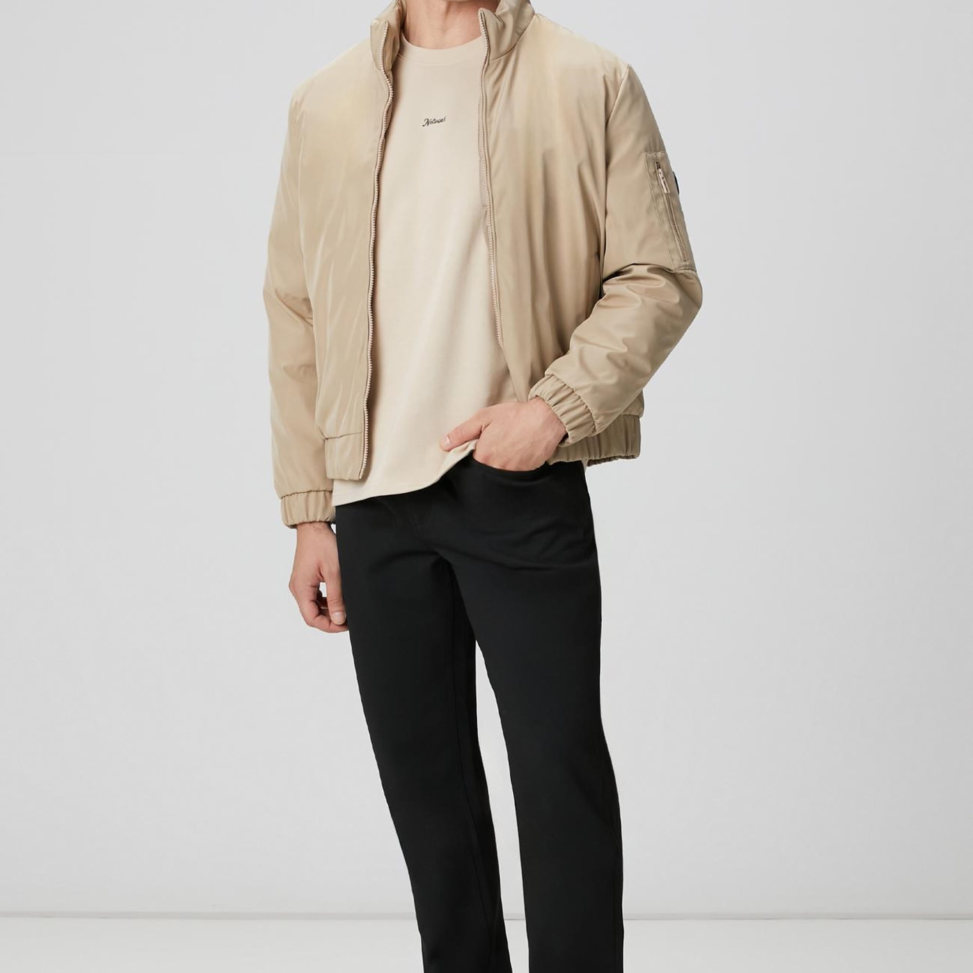 Network Erkek Koyu Bej İç Detaylı Kapitoneli Mont