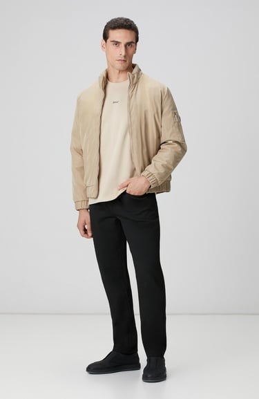  Network Erkek Koyu Bej İç Detaylı Kapitoneli Mont