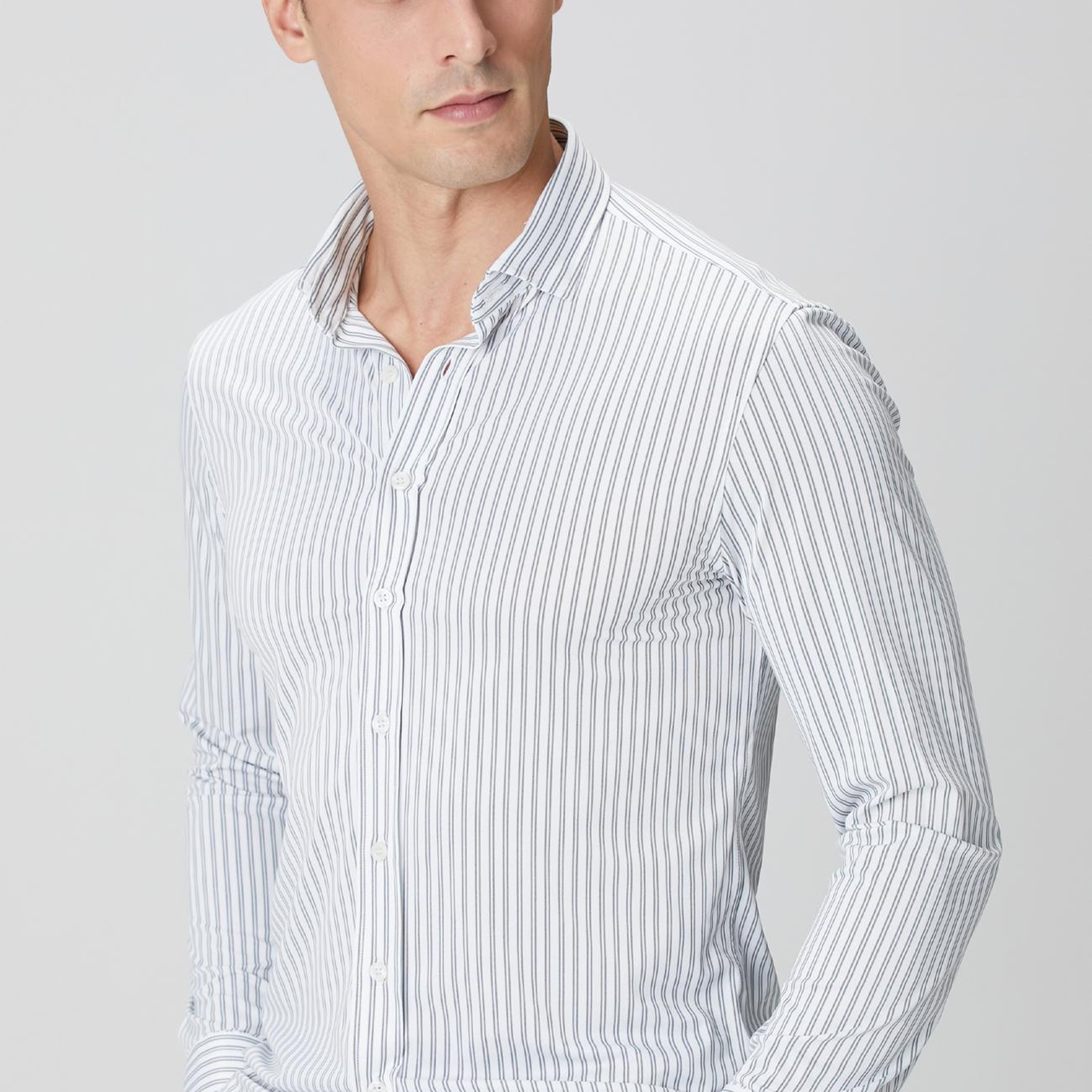 Network Erkek Siyah Beyaz N-Tech Çizgili Gömlek