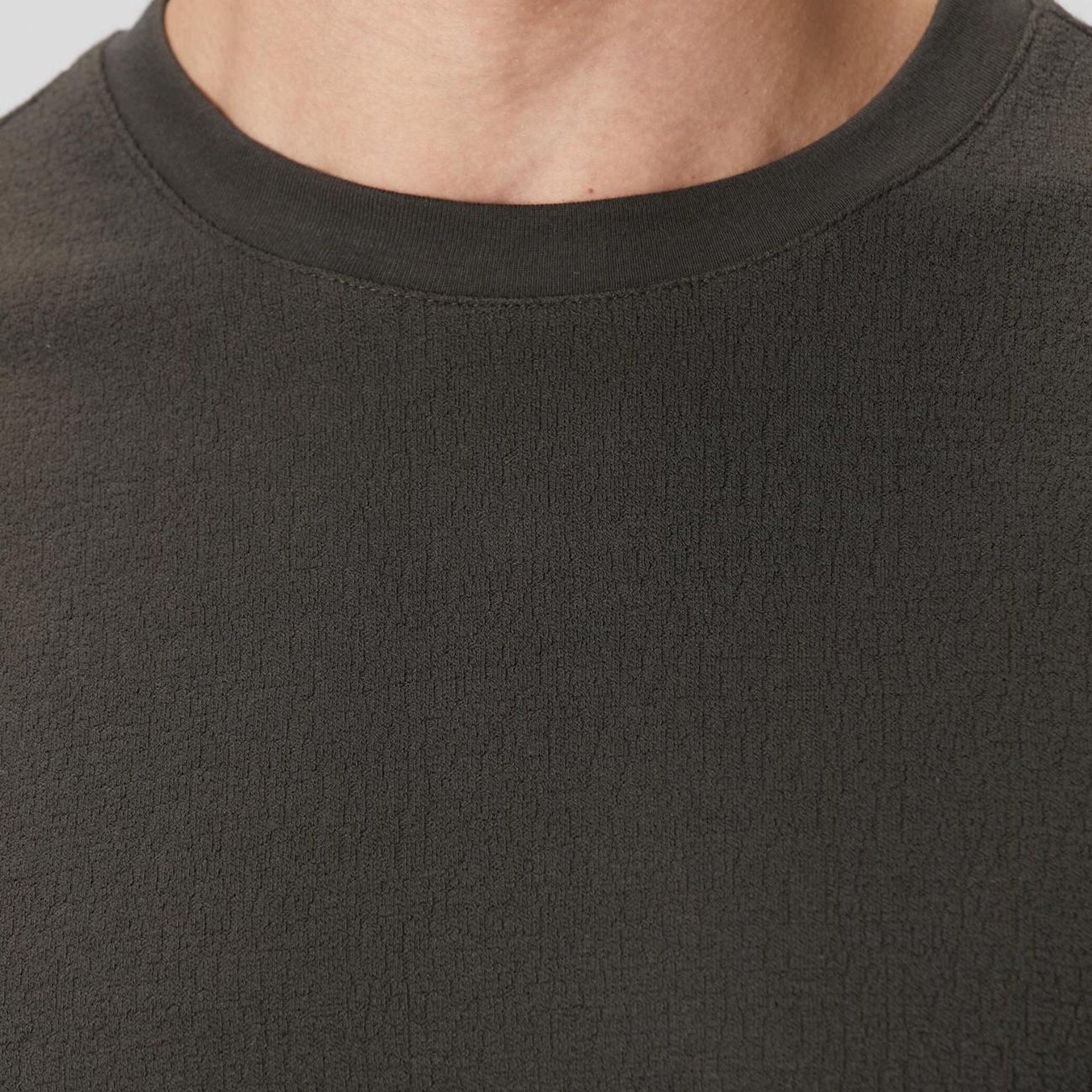 Network Erkek Haki Jakarlı Bisiklet Yaka Jakarlı T-shirt