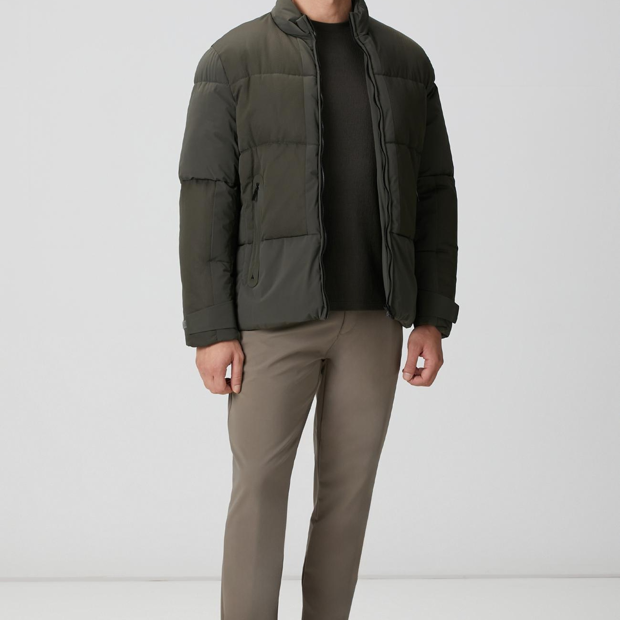 Network Erkek Haki Jakarlı Bisiklet Yaka Jakarlı T-shirt