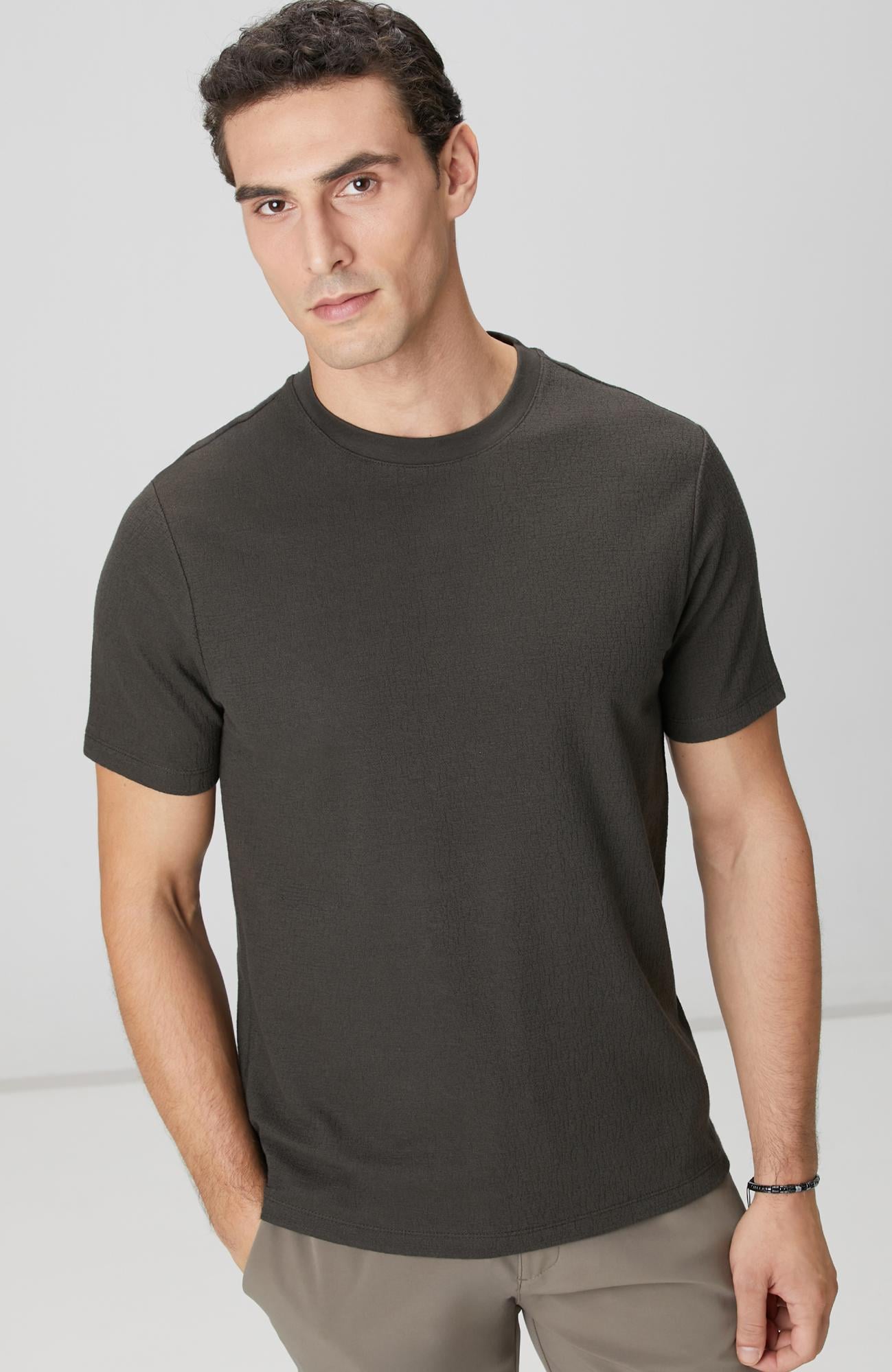  Network Erkek Haki Jakarlı T-shirt