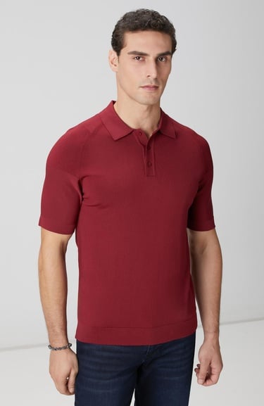  Network Erkek Bordo Polo Yaka Triko Kazak