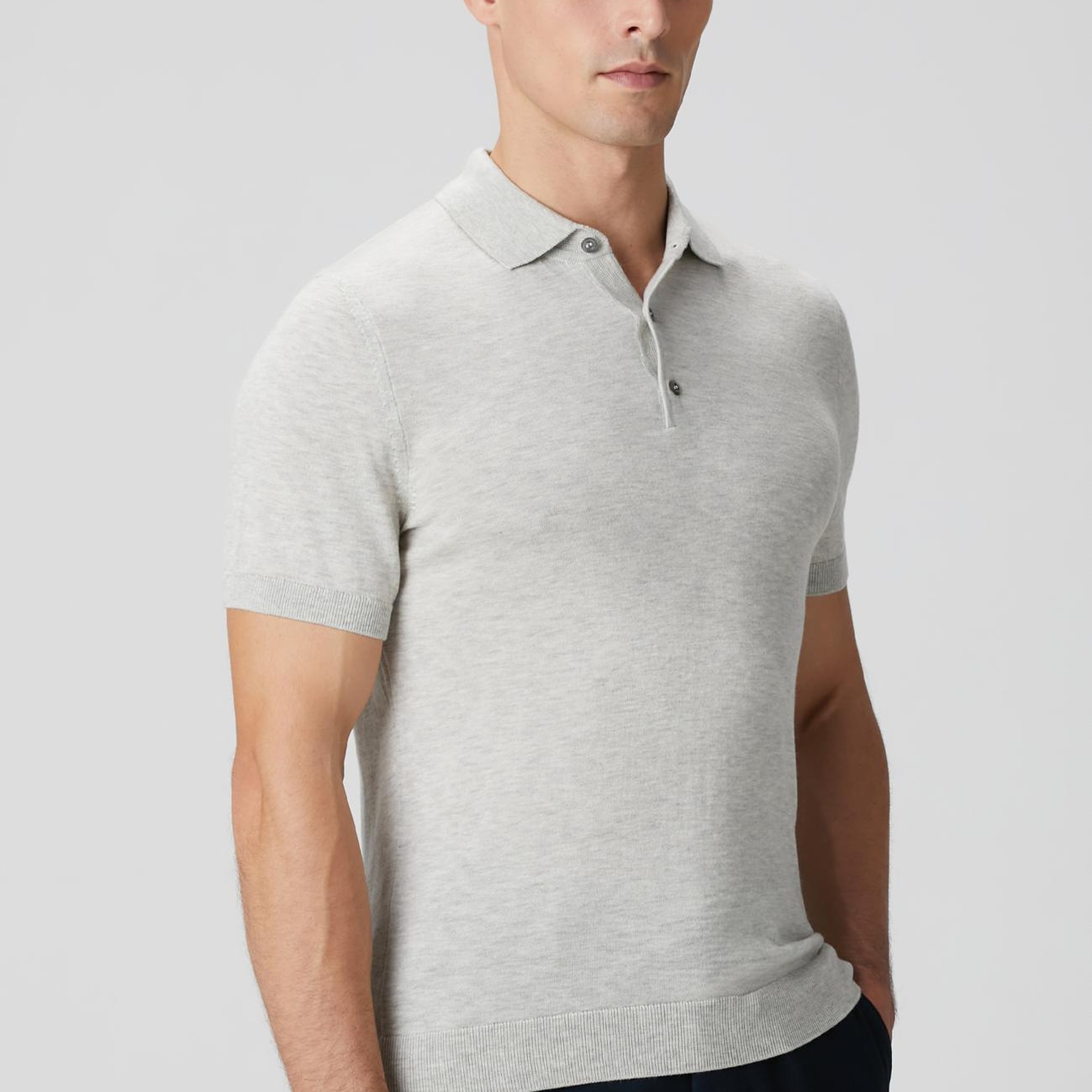 Network Erkek Gri Melanj Polo Yaka Basic Kazak