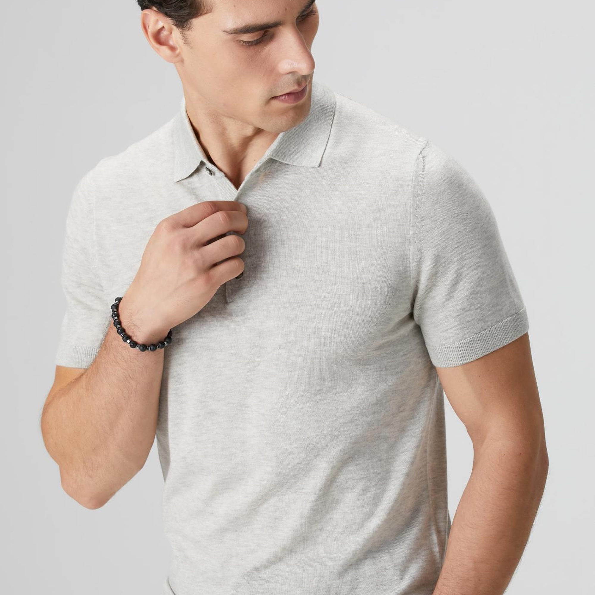 Network Erkek Gri Melanj Polo Yaka Basic Kazak