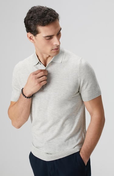  Network Erkek Gri Melanj Polo Yaka Basic Kazak