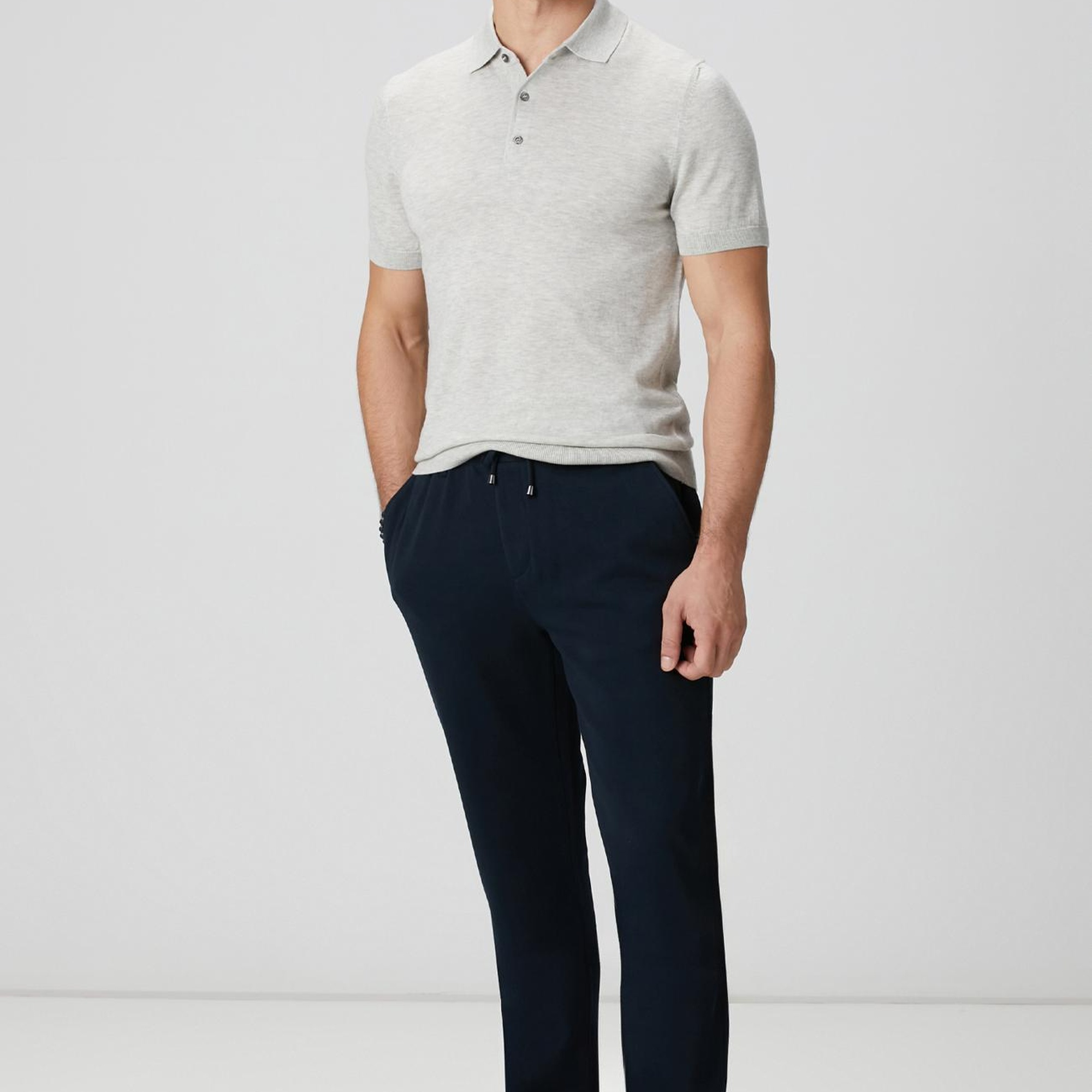 Network Erkek Gri Melanj Polo Yaka Basic Kazak