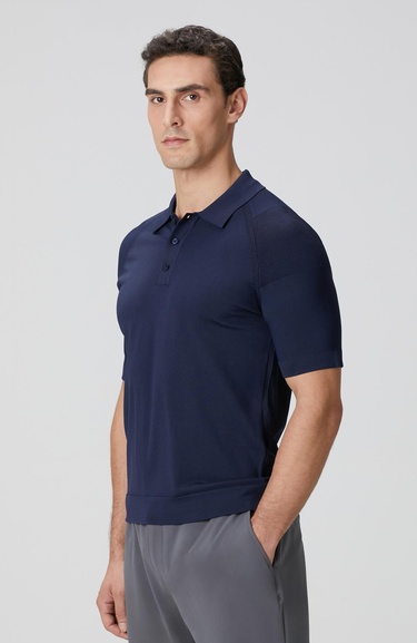  Network Erkek Lacivert Polo Yaka Triko Kazak