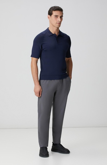  Network Erkek Lacivert Polo Yaka Triko Kazak