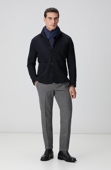  Network Erkek Gri Desenli Yün Karışımlı Pantolon