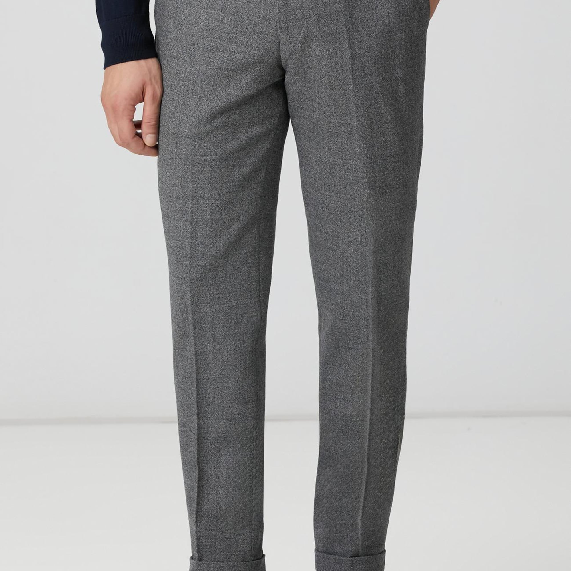 Network Erkek Gri Desenli Yün Karışımlı Pantolon