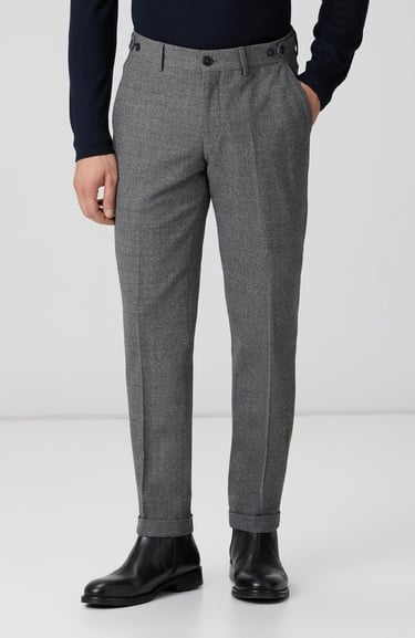  Network Erkek Gri Desenli Yün Karışımlı Pantolon
