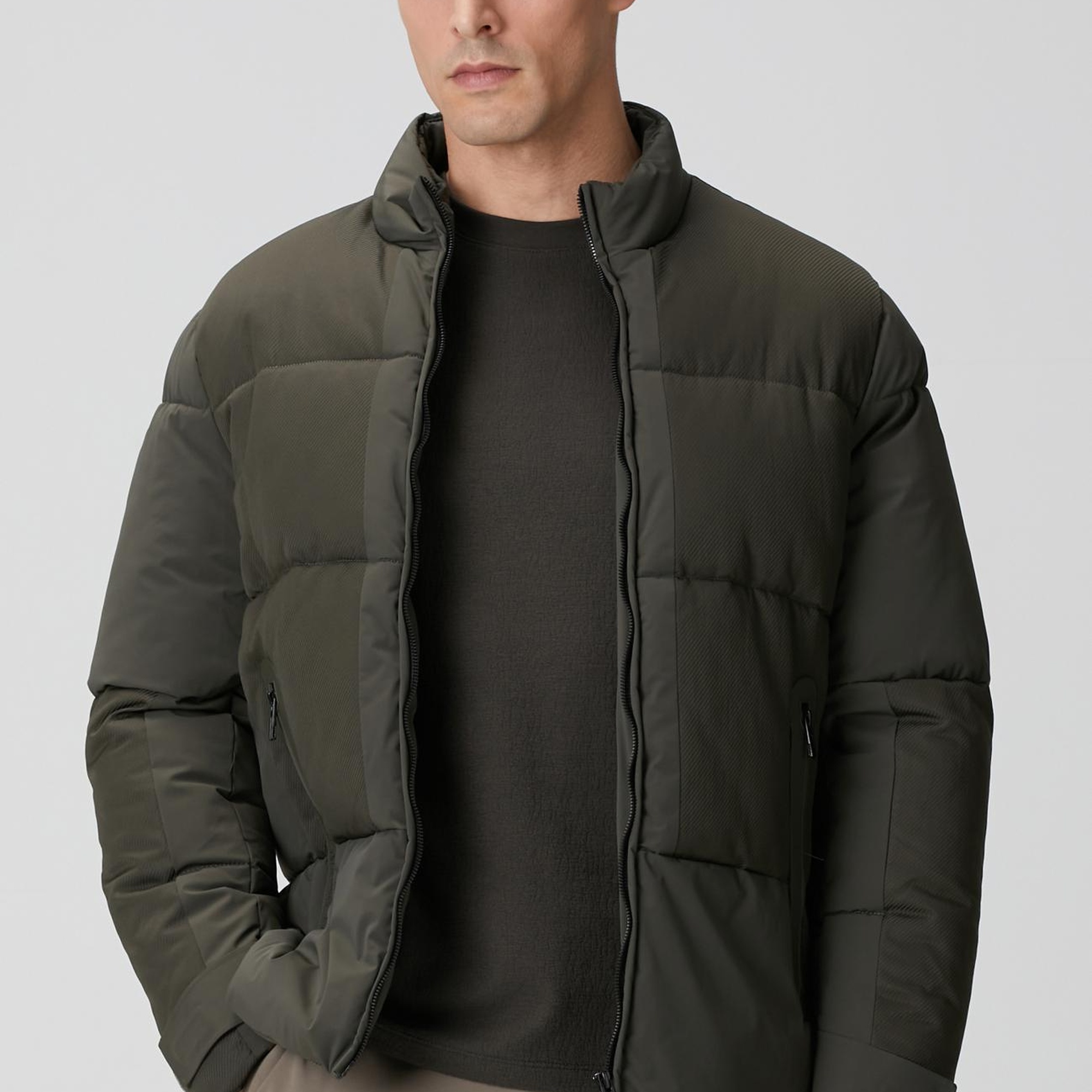 Network Erkek Haki N-Tech Dik Yaka Puffer Mont