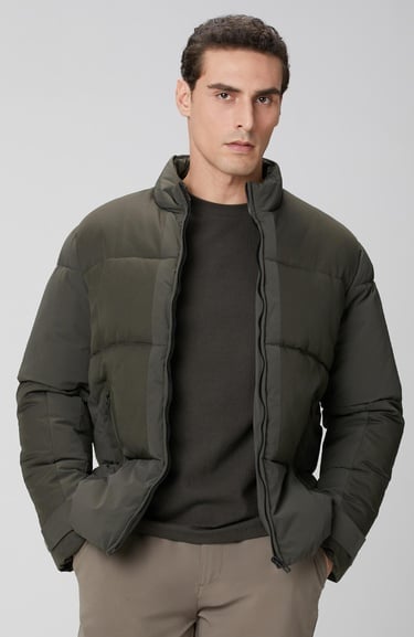  Network Erkek Haki N-Tech Dik Yaka Puffer Mont