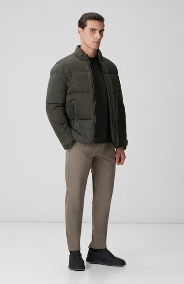  Network Erkek Haki N-Tech Dik Yaka Puffer Mont