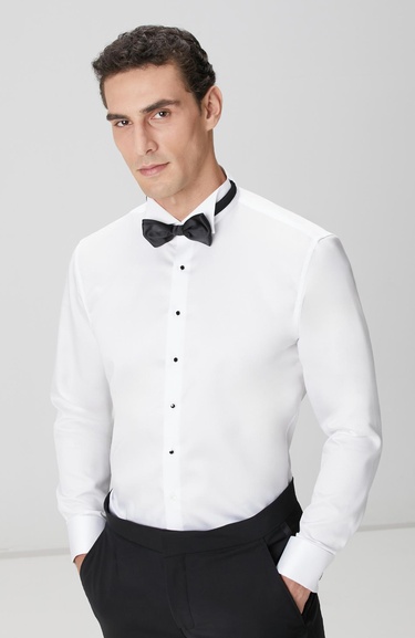  Network Erkek Beyaz Smokin Gömlek