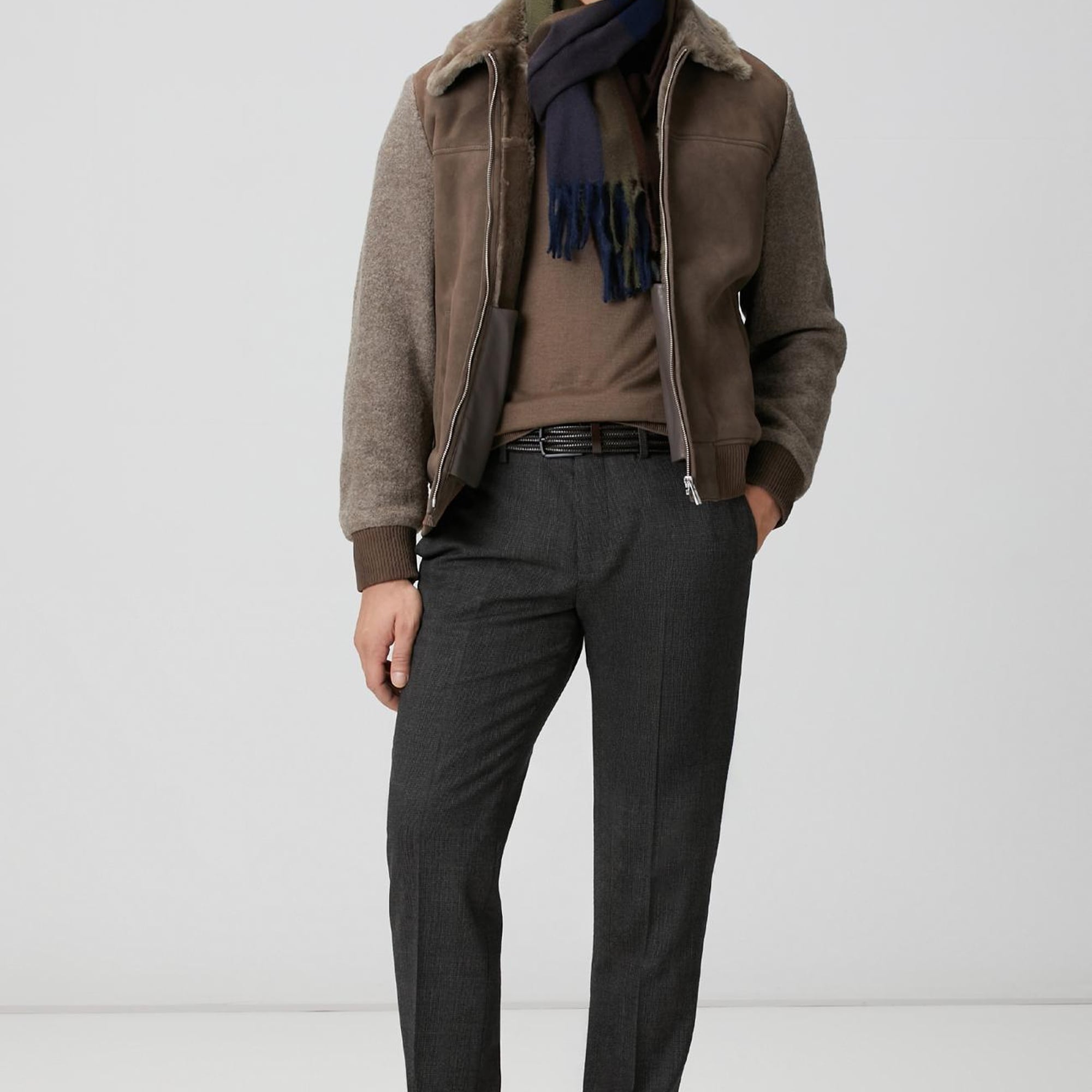 Network Erkek Kahverengi Kemer Detaylı Yün Pantolon