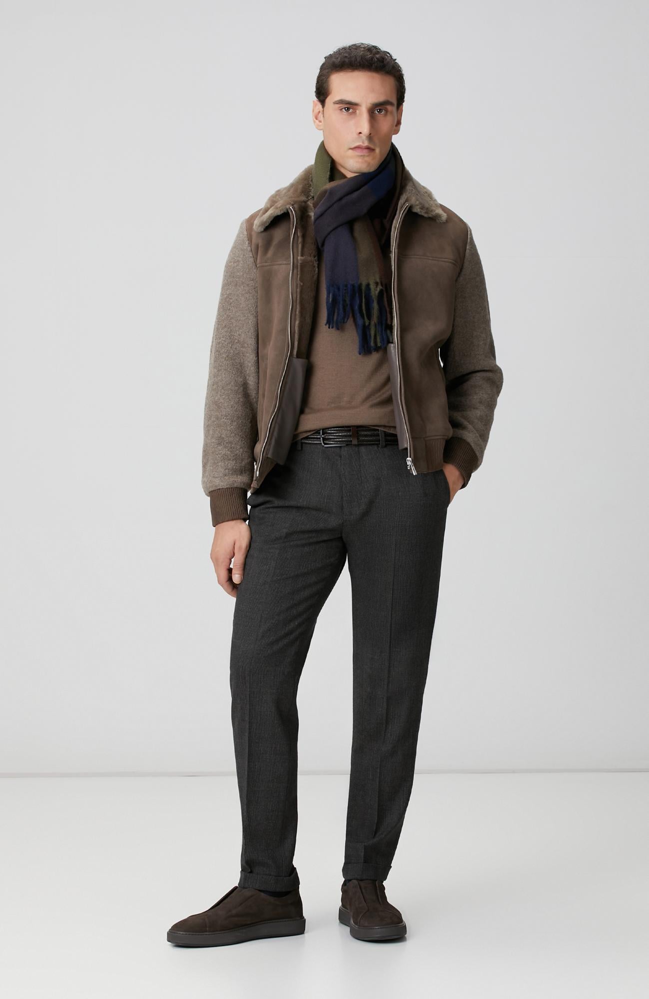  Network Erkek Kahverengi Kemer Detaylı Yün Pantolon