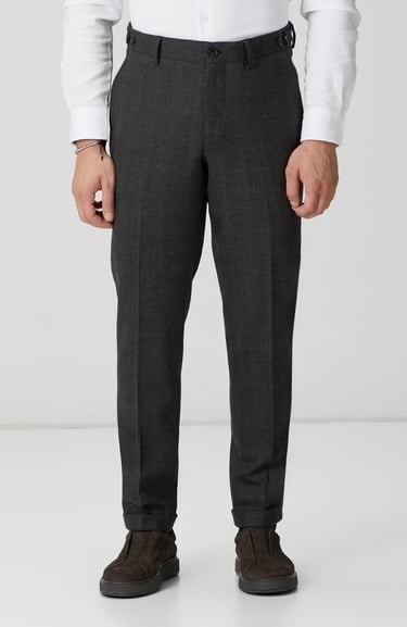  Network Erkek Kahverengi Kemer Detaylı Yün Pantolon