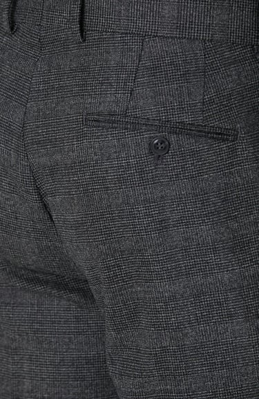  Network Erkek Siyah Antrasit Kemer Detaylı Yün Pantolon